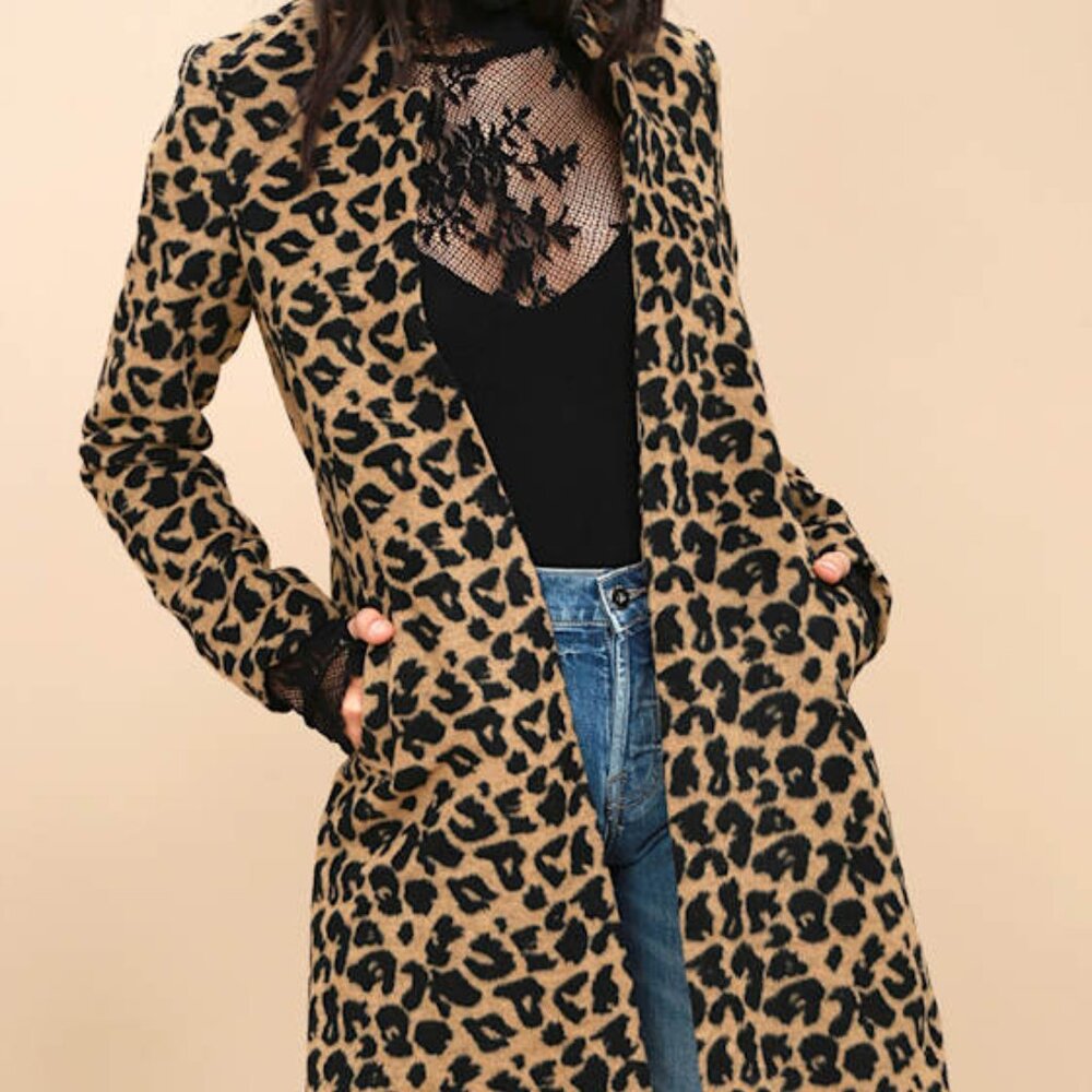 Lulus Feline Fantastic Tan Leopard Print Coat Brown - Size XS